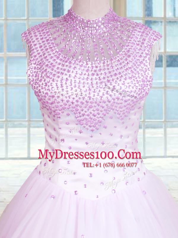 Sleeveless Zipper Floor Length Beading Sweet 16 Dress