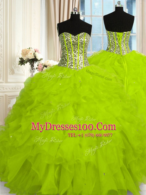 Smart Organza Sleeveless Floor Length Ball Gown Prom Dress and Beading and Ruffles