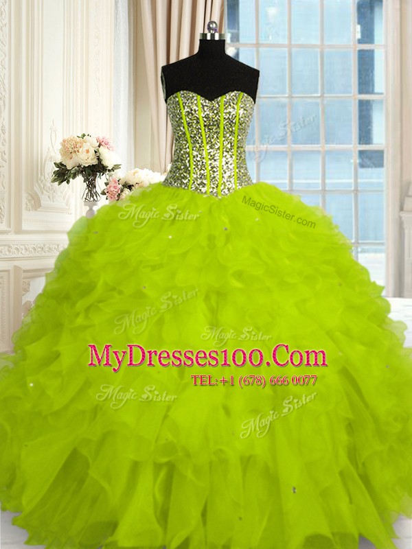 Smart Organza Sleeveless Floor Length Ball Gown Prom Dress and Beading and Ruffles