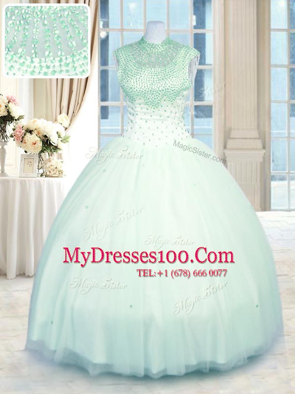 Free and Easy Sleeveless Zipper Floor Length Beading Quince Ball Gowns