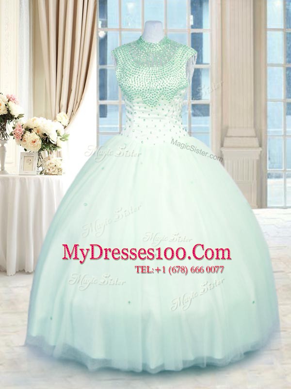 Free and Easy Sleeveless Zipper Floor Length Beading Quince Ball Gowns