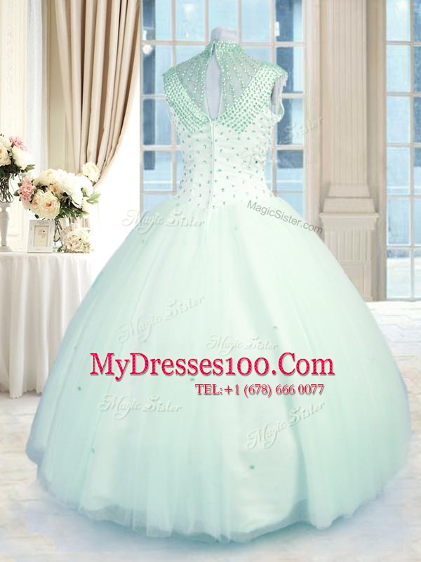 Free and Easy Sleeveless Zipper Floor Length Beading Quince Ball Gowns