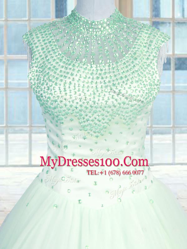 Free and Easy Sleeveless Zipper Floor Length Beading Quince Ball Gowns