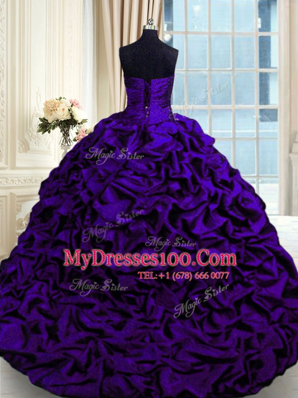 Sleeveless Brush Train Beading and Appliques and Pick Ups Lace Up Quince Ball Gowns