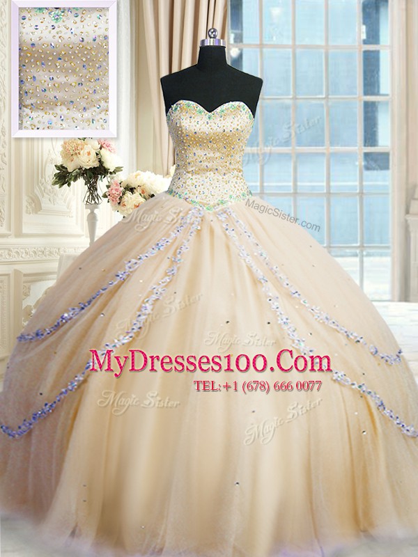 Spectacular Sleeveless Court Train Beading and Appliques Lace Up Quinceanera Gowns