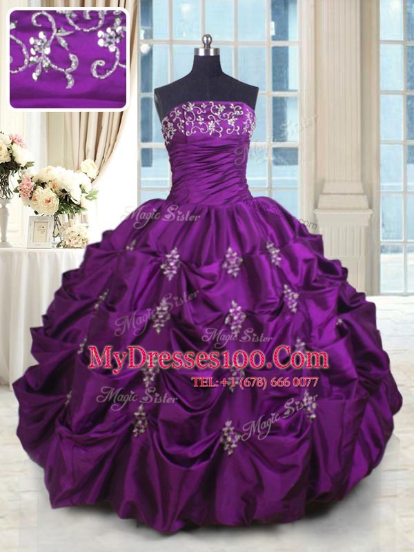 Fabulous Sleeveless Lace Up Floor Length Beading and Appliques and Embroidery and Pick Ups Quinceanera Dress