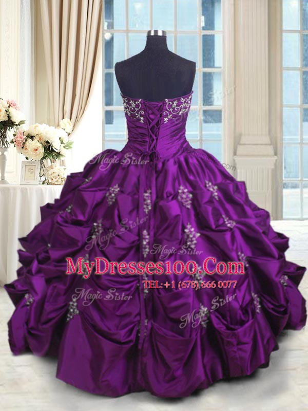 Fabulous Sleeveless Lace Up Floor Length Beading and Appliques and Embroidery and Pick Ups Quinceanera Dress