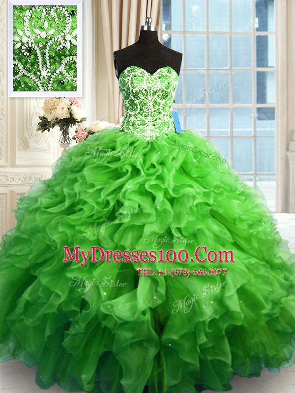 New Arrival Sweetheart Neckline Beading and Ruffles Quinceanera Dresses Sleeveless Lace Up