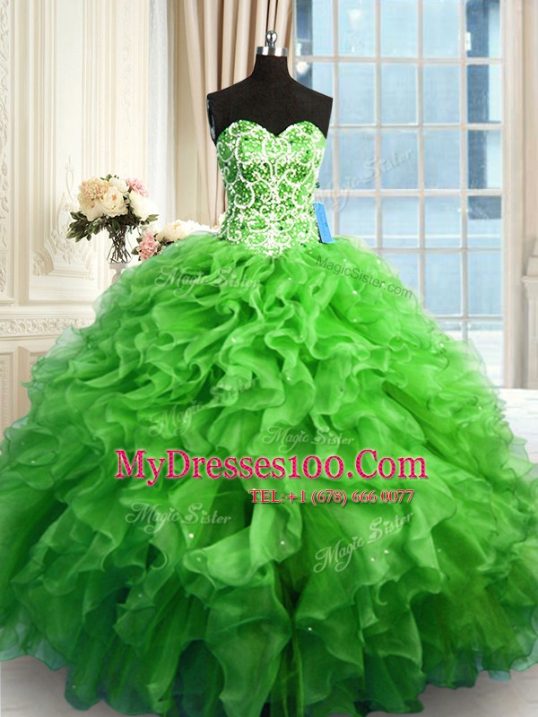 New Arrival Sweetheart Neckline Beading and Ruffles Quinceanera Dresses Sleeveless Lace Up