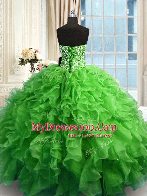 New Arrival Sweetheart Neckline Beading and Ruffles Quinceanera Dresses Sleeveless Lace Up