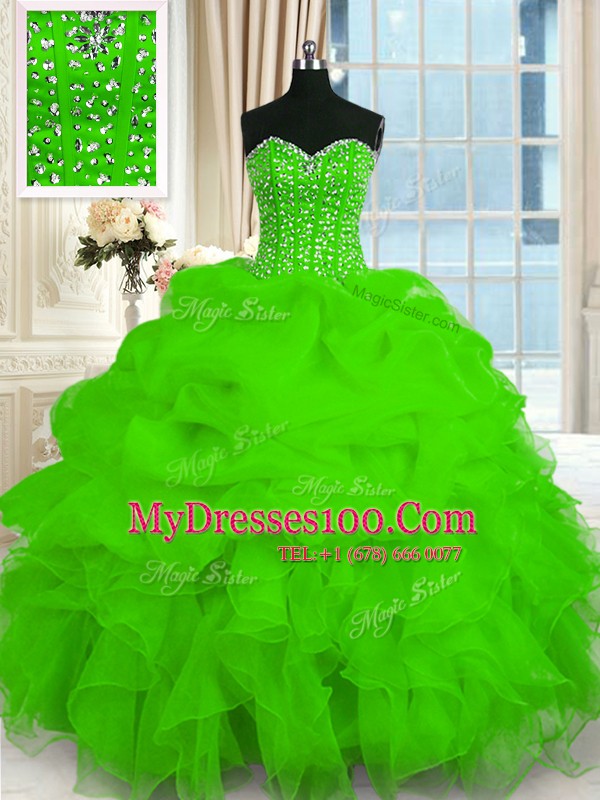 Exquisite 15th Birthday Dress Military Ball and Sweet 16 and Quinceanera and For with Beading and Ruffles Sweetheart Sleeveless Lace Up
