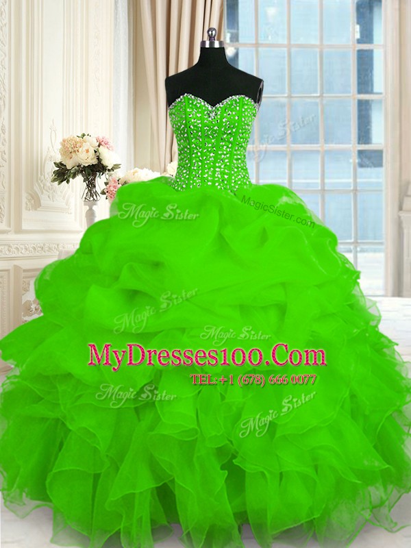 Exquisite 15th Birthday Dress Military Ball and Sweet 16 and Quinceanera and For with Beading and Ruffles Sweetheart Sleeveless Lace Up