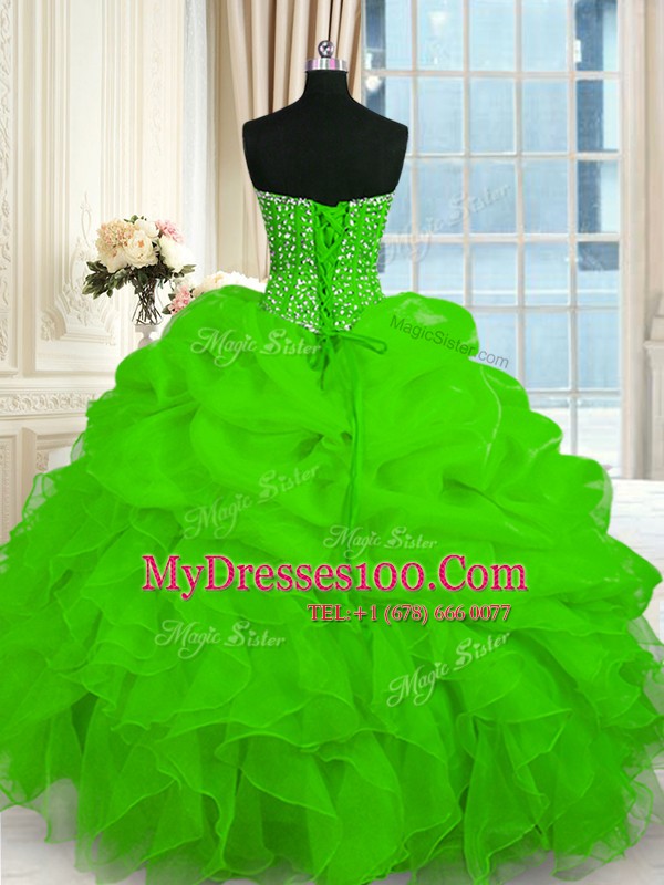 Exquisite 15th Birthday Dress Military Ball and Sweet 16 and Quinceanera and For with Beading and Ruffles Sweetheart Sleeveless Lace Up