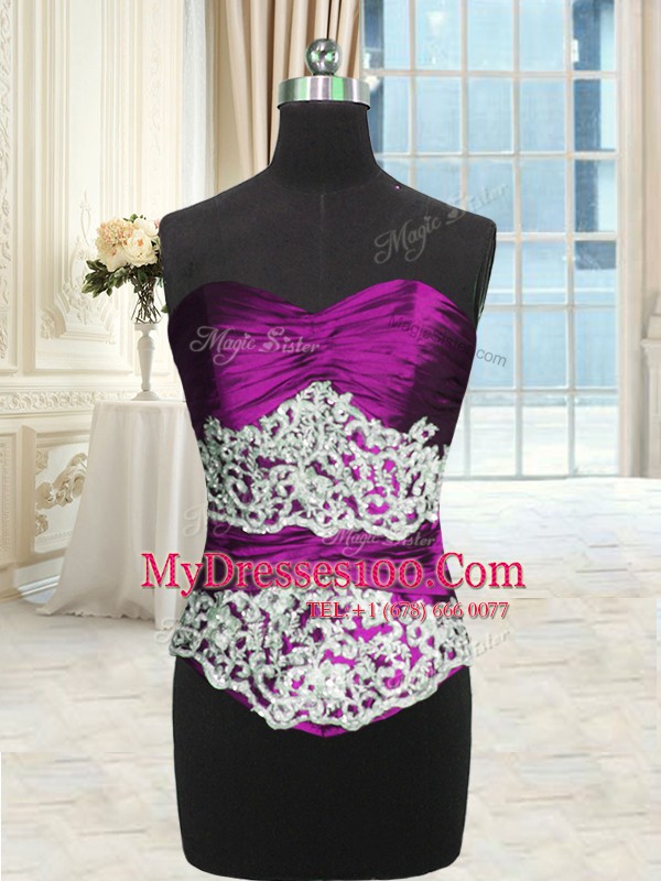 Eggplant Purple Ball Gowns Sweetheart Sleeveless Taffeta and Tulle Floor Length Lace Up Beading and Lace and Ruching and Pick Ups 15th Birthday Dress