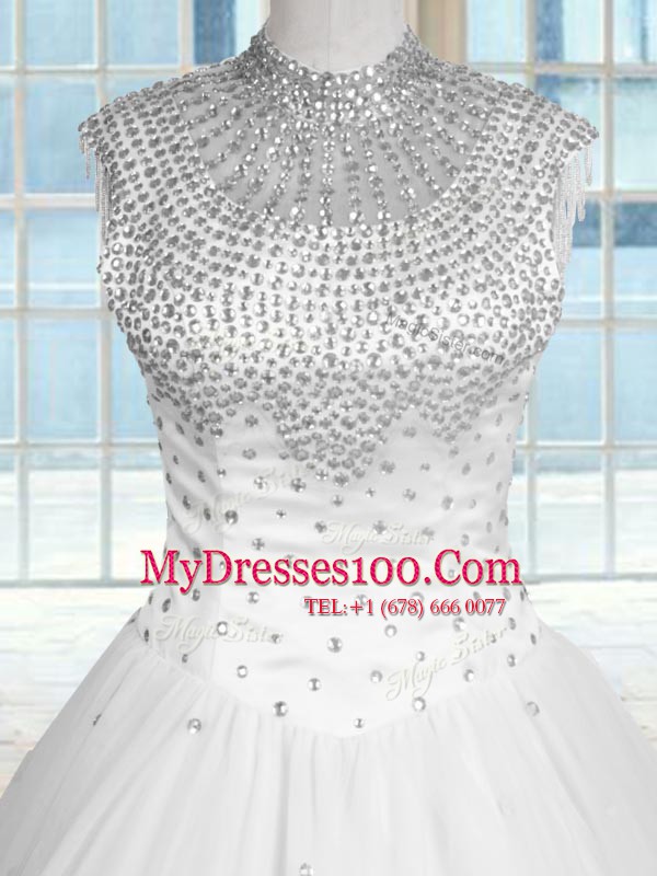Floor Length Ball Gowns Sleeveless White Sweet 16 Quinceanera Dress Zipper