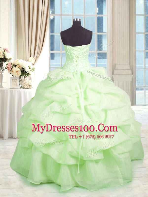 Artistic Organza Sweetheart Sleeveless Lace Up Beading and Ruffles Vestidos de Quinceanera in