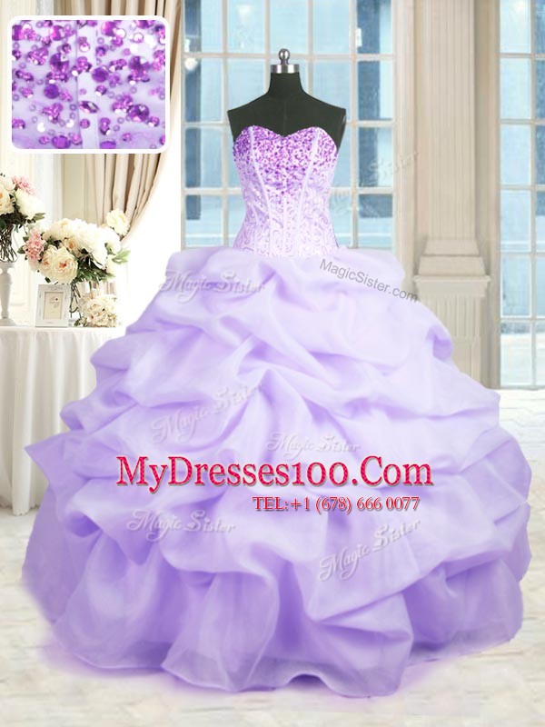 Romantic Sleeveless Lace Up Floor Length Beading and Ruffles Sweet 16 Dresses