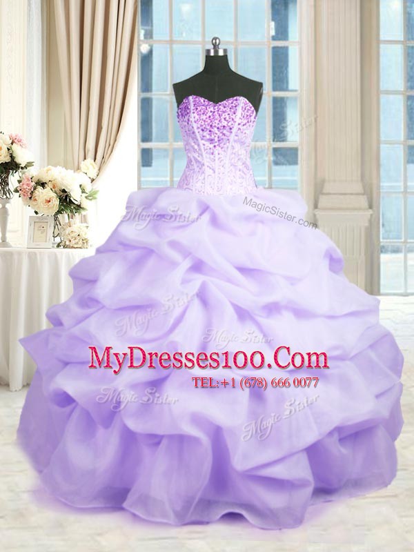 Romantic Sleeveless Lace Up Floor Length Beading and Ruffles Sweet 16 Dresses