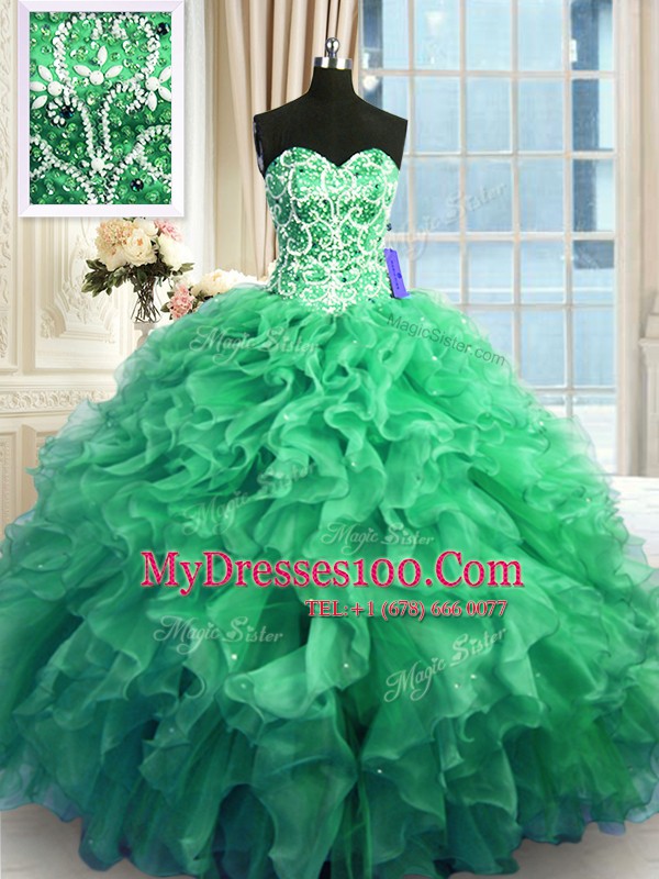 New Arrival Sleeveless Beading and Ruffles Lace Up Quinceanera Dress