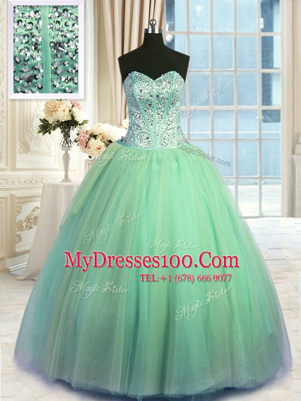 Romantic Turquoise Quinceanera Gowns Military Ball and Sweet 16 and Quinceanera and For with Beading and Ruching Sweetheart Sleeveless Lace Up
