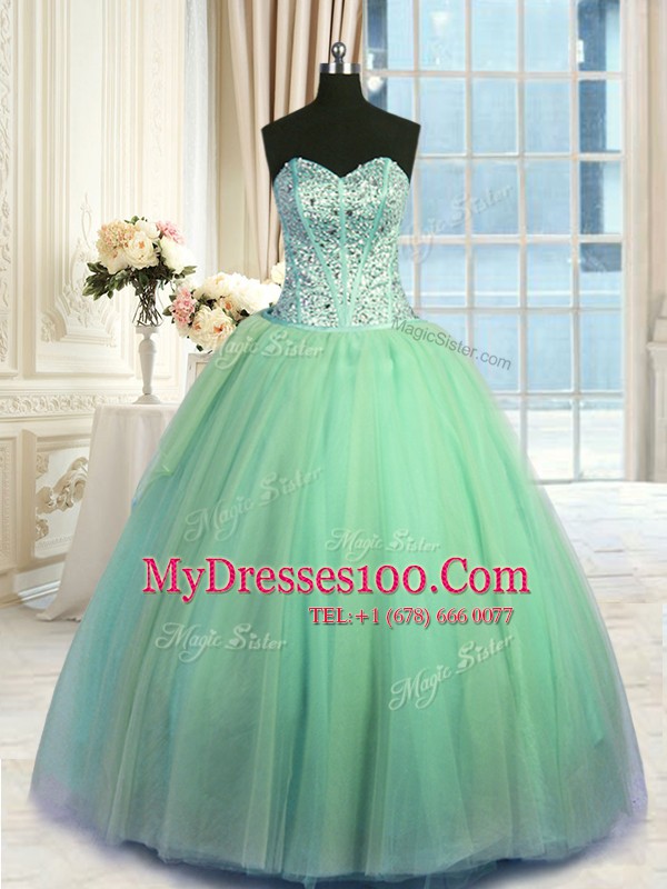 Romantic Turquoise Quinceanera Gowns Military Ball and Sweet 16 and Quinceanera and For with Beading and Ruching Sweetheart Sleeveless Lace Up