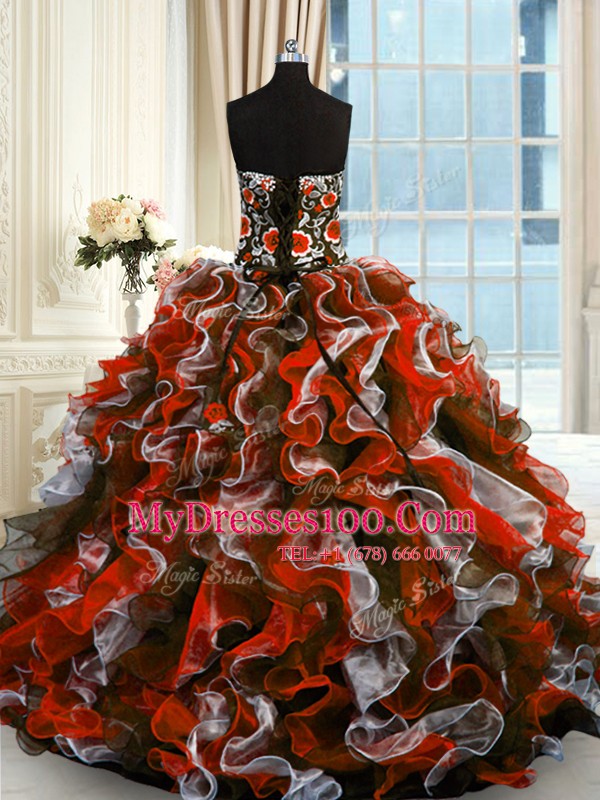 Graceful Organza Sleeveless Floor Length Quinceanera Gown and Beading and Appliques