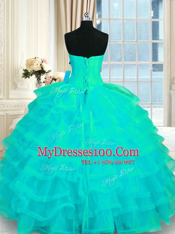 Attractive Sleeveless Lace Up Floor Length Beading and Ruffled Layers Sweet 16 Quinceanera Dress