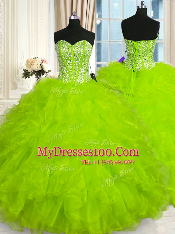 Modern Sleeveless Organza Lace Up Vestidos de Quinceanera for Military Ball and Sweet 16 and Quinceanera