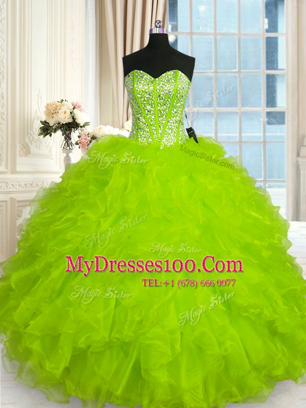Modern Sleeveless Organza Lace Up Vestidos de Quinceanera for Military Ball and Sweet 16 and Quinceanera