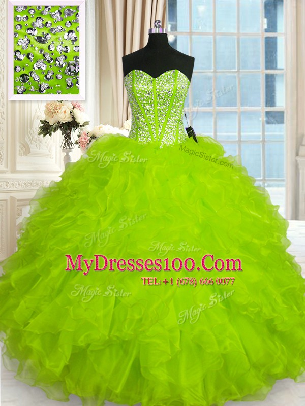Modern Sleeveless Organza Lace Up Vestidos de Quinceanera for Military Ball and Sweet 16 and Quinceanera