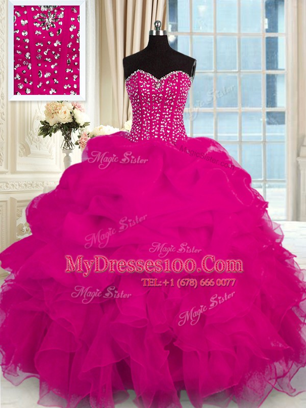Modern Sleeveless Lace Up Floor Length Beading and Ruffles Vestidos de Quinceanera