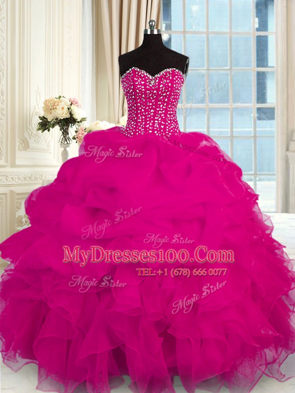 Modern Sleeveless Lace Up Floor Length Beading and Ruffles Vestidos de Quinceanera