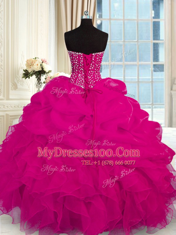 Modern Sleeveless Lace Up Floor Length Beading and Ruffles Vestidos de Quinceanera