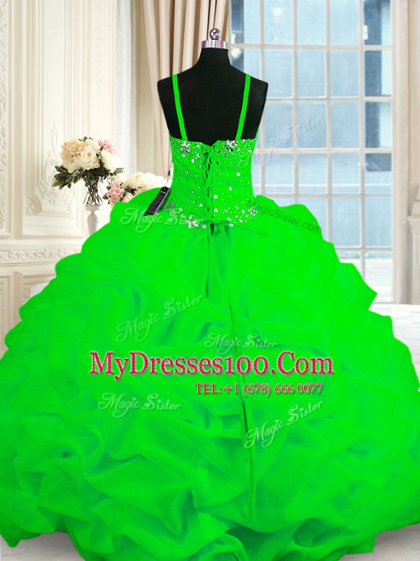 Pick Ups Sleeveless Organza Lace Up 15 Quinceanera Dress for Military Ball and Sweet 16 and Quinceanera