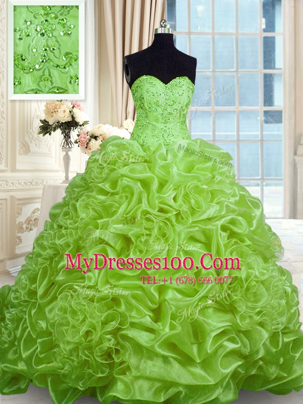 With Train Lace Up Vestidos de Quinceanera for Military Ball and Sweet 16 and Quinceanera with Beading and Pick Ups Sweep Train