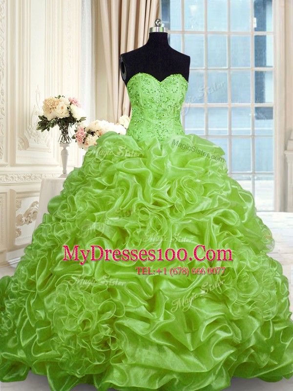 With Train Lace Up Vestidos de Quinceanera for Military Ball and Sweet 16 and Quinceanera with Beading and Pick Ups Sweep Train