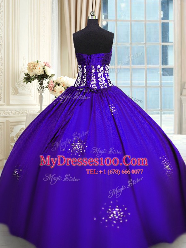 Top Selling Purple Sleeveless Beading and Appliques and Ruching Floor Length Quinceanera Gowns