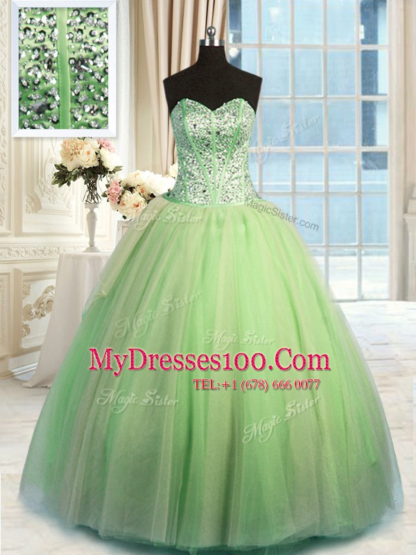 Ball Gowns Quinceanera Gowns Yellow Green Sweetheart Organza Sleeveless Floor Length Lace Up