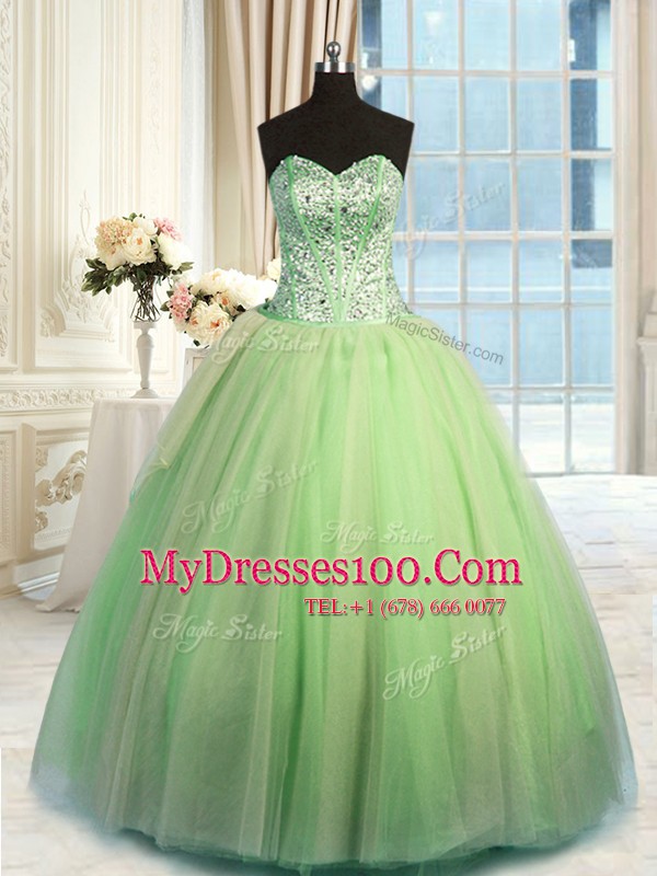 Ball Gowns Quinceanera Gowns Yellow Green Sweetheart Organza Sleeveless Floor Length Lace Up