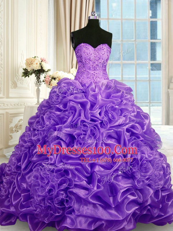 Sexy Pick Ups With Train Lavender Vestidos de Quinceanera Sweetheart Sleeveless Sweep Train Lace Up