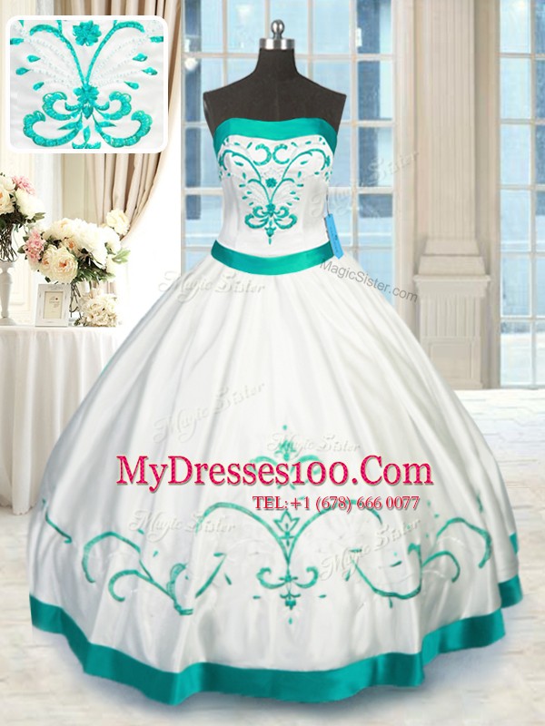 Sleeveless Lace Up Floor Length Beading and Embroidery Sweet 16 Dresses