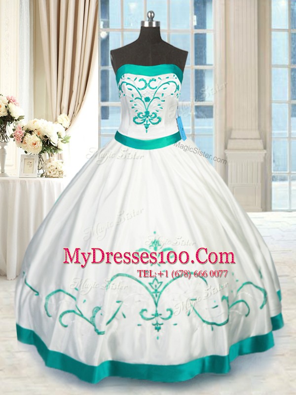 Sleeveless Lace Up Floor Length Beading and Embroidery Sweet 16 Dresses