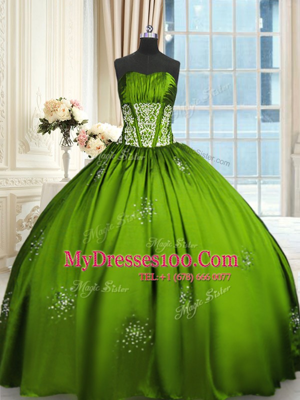 Fashionable Sleeveless Taffeta Lace Up Quinceanera Dresses for Military Ball and Sweet 16 and Quinceanera