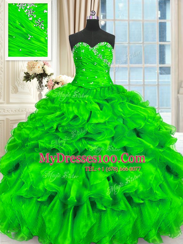 Sleeveless Organza Lace Up 15th Birthday Dress for Military Ball and Sweet 16 and Quinceanera
