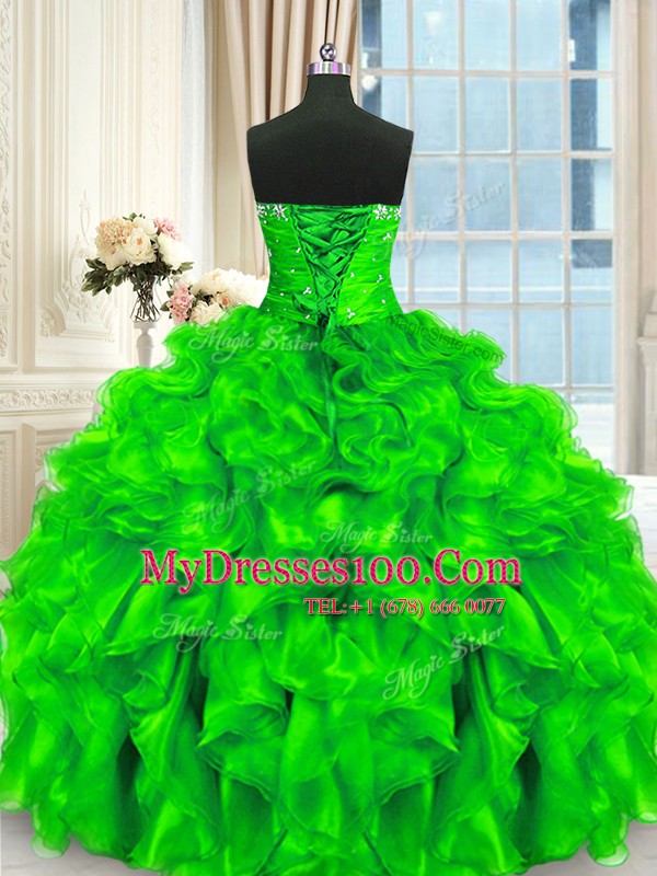 Sleeveless Organza Lace Up 15th Birthday Dress for Military Ball and Sweet 16 and Quinceanera
