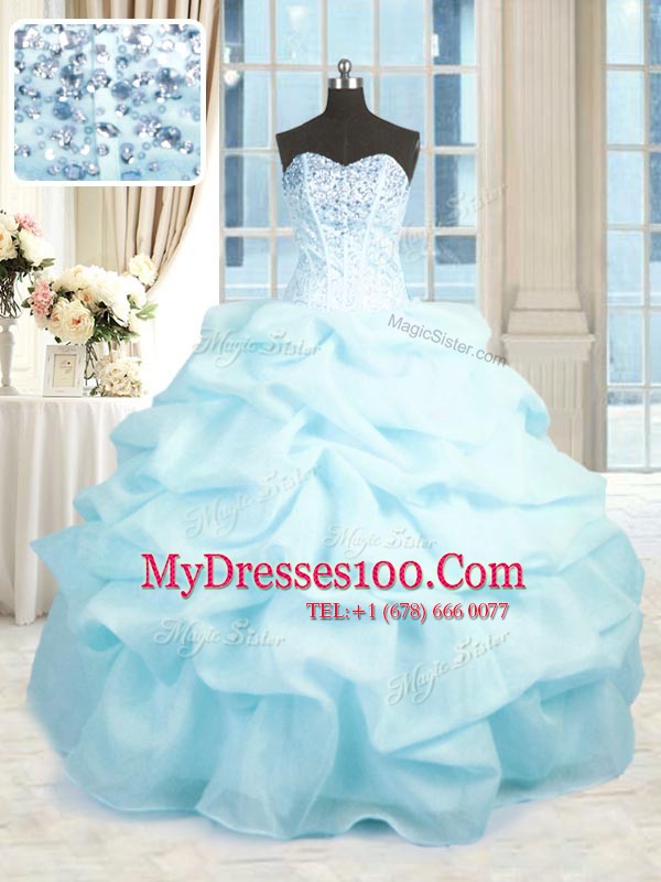 Affordable Organza Sleeveless Floor Length Vestidos de Quinceanera and Beading and Ruffles