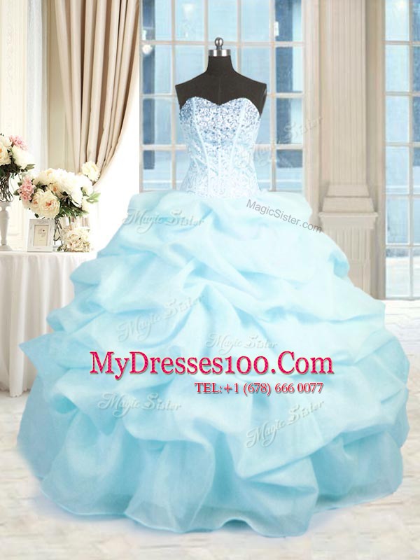 Affordable Organza Sleeveless Floor Length Vestidos de Quinceanera and Beading and Ruffles