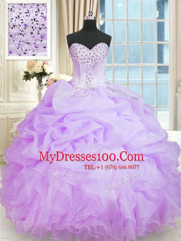 Sleeveless Beading and Ruffles Lace Up Sweet 16 Quinceanera Dress