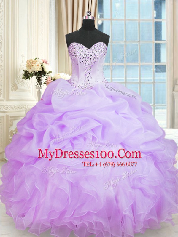 Sleeveless Beading and Ruffles Lace Up Sweet 16 Quinceanera Dress