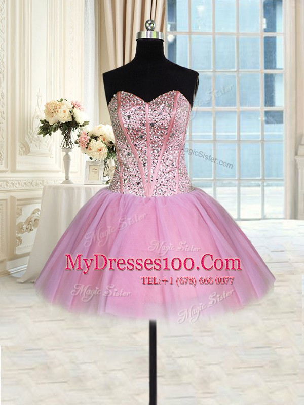 Superior Three Piece Ball Gowns Quinceanera Dress Lavender Sweetheart Tulle Sleeveless Floor Length Lace Up